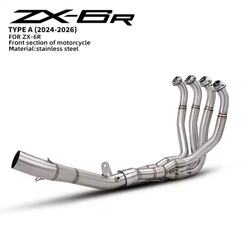 For ZX-6R ZX6R 2024-2026 Full Stainless Steel Exhaust System Front Link Pipe Modified Exhaust Muffle