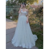 High-end Designer Horizontal-Shoulder Wedding Dress - Vy Vy Bride..