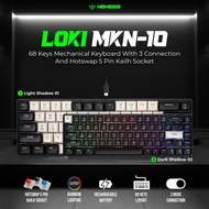 Nyk Nemesis Loki MKN10 MKN-10 Wireless Gaming Keyboard 3in1 Connection Hotswap 5 Pin 68 Keys Rainbow