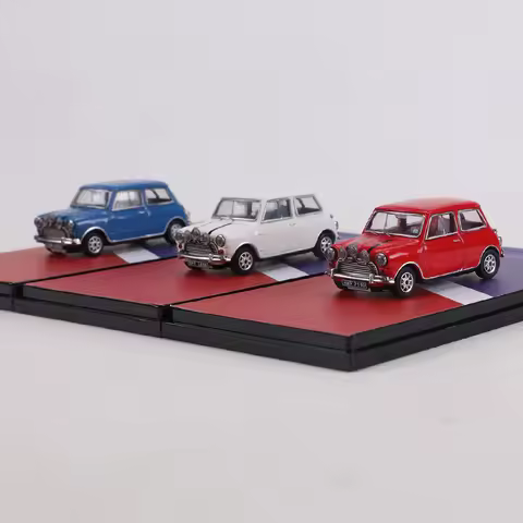GCD 1:64 Austin Mini Cooper S White/Blue/Red Alloy Model Car