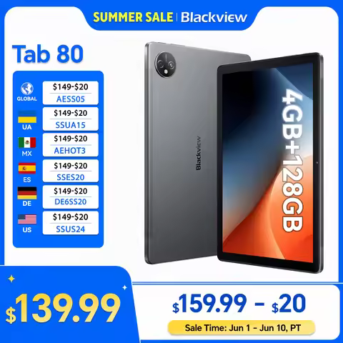 Blackview Tab 80 Android 13 Tablet 8GB 128GB 10.1-inch HD Display T606 Octa Core 7680mAh 2.4G/5G WiF