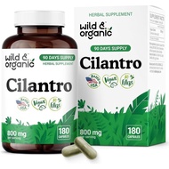 Wild & Organic Cilantro Capsules 800 mg - Detox & Antioxidant Support - Dried Cilantro Supplement - 