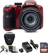 Kodak AZ425 PIXPRO Astro 20MP Digital Camera (Red) Bundle with 32GB Memory Card, Rechargeable Batter
