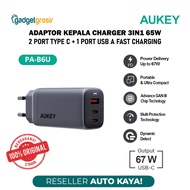 Aukey 3in1 Type C & USB Charger Head Adapter A 67W GAN III PD 3.0 PPS Fast Charging Multiport Travel