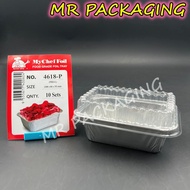 4618-P Aluminium Foil Tray with Clear Lid [ 10sets ± ] Rectangle / Rectangular My Chef Foil Tray 461