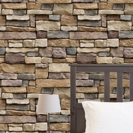 1pc 3d Faux Stone Pattern Wallpaper Self-Adhesive Wall Sticker Waterproof Wall Decal For Bedroom, Ap