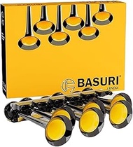 BASURI® Musical Air Horn | 12/24 Volt | 130 DB | Version (#ALHK622 Baby Shark 4.0) 22 Super Loud Melodies (Sounds) 6 Pipe (Trumpets) With Turbo Controller For Bus, Truck and Heavy Duty Vehicles