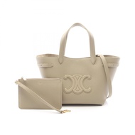 【二手】Celine CELINE Mini Cabas Anais 兩用托特包 121743ENY18GT 灰色皮革單肩托特包 女士 全新