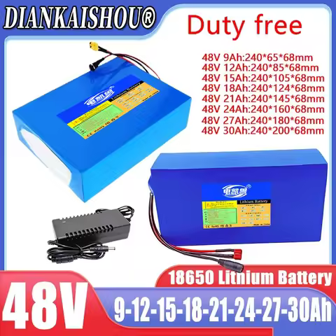 48V 27Ah 9Ah 12Ah 15Ah 18Ah 21Ah 24Ah 30Ah 18650 Lithium battery pack 16S10P 2500W High power With B