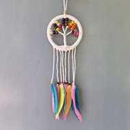 GANTUNGAN Dreamcatcher Hanger 9 cm Rainbow Tails / Car Rear View Mirror Hanger / Craftdewata Door De