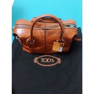 全新【TOD’S】TOD’S D-STYLING 燙銀LOGO牛皮手提斜背小箱包 棕褐生日禮物女友最愛送禮情人節