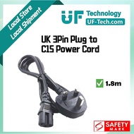 UFTECH UK 3 Pin Plug to C15 Power Cord/Power Extension 1.8m