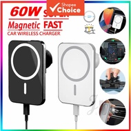 Wireless Car Charger Phone Holder Clip 60W Fast Charging For iPhone Samsung Xiaomi Huawei