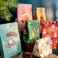 Jing 24Pcs/set Santa Claus Snowman Christmas Gift Kraft Paper Biscuit Candy Bags Gift Packing Pouch Party Dessert Bag with stickers