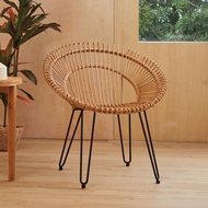 เก้าอี้หวายเทียม สีธรรมชาติ Steel PE rattan chair - WM9010