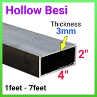 4"x2"(Thickness 3mm) Hollow Mild Steel (1ft - 7ft)