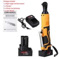 200N.m Electric Wrench Cordless Ratchet Rechargeable Scaffolding Right Angle Wrench 3/8 with 2 Batte