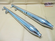 EXHUAST MUFFLER PIPE CHROME Fit For HONDA C95 CA95 C92 CA92 #ท่อไอเสีย ท่อคู่ ทรง BM ชุบโครเมี่ยม