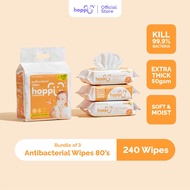 Hoppi Premium Baby Antibacterial Wipes (80 Wipes x 3 Packs)