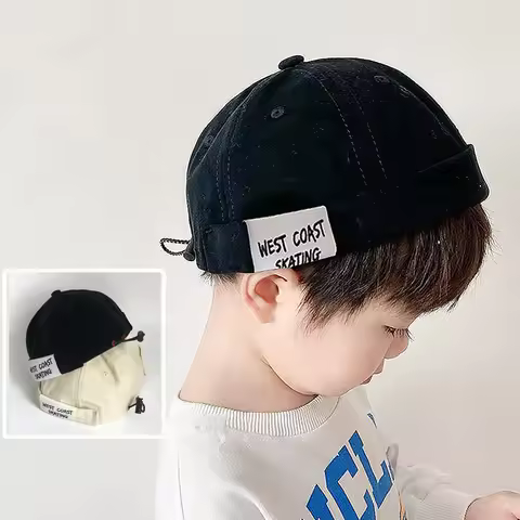 Vintage Baby Baby Brimless Hat Spring Autumn Adjustable Drawstring Landlord Hats For Kids Hip Hop Bo