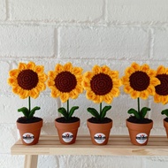 Flower Sunflower Pot Crochet flower Bunga Flower bouquet Handmade Knitted flower Flower pot Dry flower