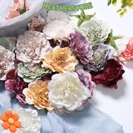 KEATHS 5PCS Peony Flower Heads, Silk Flower Pink Purple Red Grey Artificial Flower, Flower Heads Dec