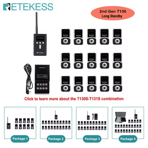 Wireless Audio Guide System Mic Set RETEKESS T130S Wireless Tour Guide System 2nd Gen T130 Long Stan