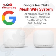 Google Nest WiFi - 1 Year SG Warranty - Home Mesh WiFi Networking Solution - AC2200 Dual Band 802.11/a/b/g/n/ac