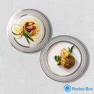 1.1  [SG Stock] Pocketbee Home - Continental gilt plate - Western Meal Steak Plate - Cold Dish Plate - Spaghetti Plate - Gilt stoneware plate - Ceramic Dining Plate Set Dish for Salad Bread Dinner Plate