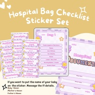 Hospital Bag Checklist And Documents sticker Purple set