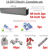 14.5 FEET(174inch) (Complete Set)High Quality Single Aluminium Curtain Railing Window/ Door, Langsir