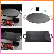 [Kloware2] Korean BBQ Pan Barbecue Grill Cookware with Handles Frying Pan BBQ Griddle for Home Hiking Outdoor BBQ Picnic