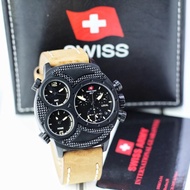 Jam Tangan Pria Swiss Army 2178 Original Triple Time Tali Kulit