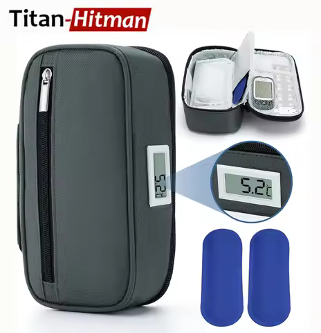Convenient Insulin Refrigeration Box Medication Receiving Small Refrigerator With 2 Ice Packs LED Te