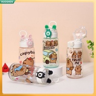 Cute Capybara Tumbler 500ml | Tumbler Tahan Sejuk, BPA-Free Plastic Straw Cup | Leak-Proof for Schoo