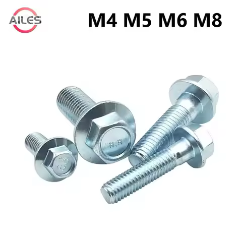 M4 M5 M6 M8 External Hexagon Flange Bolts 8.8 Grade White Zinc Plated Hexagonal Flange Screws with B