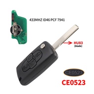 Remote Car Key For Peugeot 807 1007 433Mhz 4 Button Smart Key For Citroen C8 VA2 HU82 Blade ID46 PCF