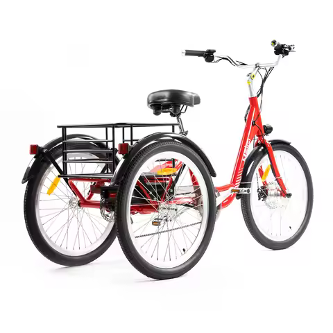 24 Inch Electric Trike For Adults 3 Wheel Electric Tricycle Three Wheels Adult Cargo Electric Bike W