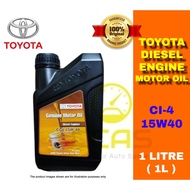 Toyota Genuine Diesel Motor Oil 1LITRE - CI-4 15W-40 15W40 -  Diesel Engine Oil 1L Minyak Enjin