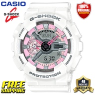 Original G-Shock Men Women Sport Watch GMAS110 Japan Quartz Movement 200M Water Resistant Shockproof and Waterproof World Time LED Auto Light Boy Man Girl Authentic Gshock Wrist Sports Watches 4 Years Warranty GMA-S110MP-7A White Pink (Ready Stock)