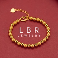 Gelang Emas Original 916 gold smooth matte transfer bead adjustable women's bracelet Accessories Jewelry Gifts Hypolyallergic