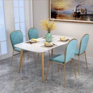 S-T💛Nordic Rock Plate Dining Table Home Small Apartment Simple Modern Light Luxury Style Marble Dining Table and Chair C
