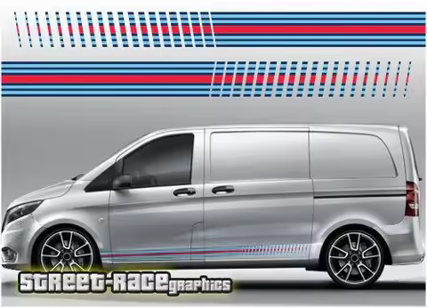 For x2 Mercedes Vito Martini 002 side racing stripes vinyl graphics stickers decals