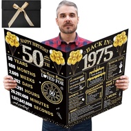 Large 50th Birthday Card With Envelope, Black Gold Happy 50th Birthday Giant Guest Book Gifts for Me