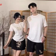 ® Chinese Couple Dress Summer Dress Short-Sleeved T-Shirt National Style Niche Design Sense 2024 New