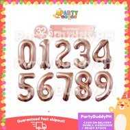 32inch BIG Rosegold Old Rose Number Balloon PartyBuddyPH