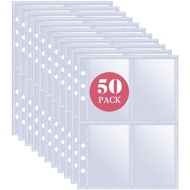 Ring Binder Sleeves 400 Pockets, Heavyweight 4 Pocket Card Binder Sleeves, Fit 2.5x3.5 Count Double-