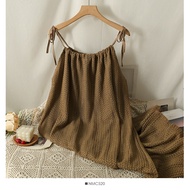 Alisa.sonya เดรสผู้หญิงสไตล์สายรัดกลวงทรงหลวมฤดูร้อน