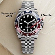 Fashion Men Watch Greenwich II Oyster Perpetual Stainless Steel Casual GMT Quartz Wristwatches PNBM