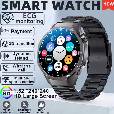 New Smart Watch GT5 Pro HD 3D Screen Heart Rate Monitoring Bluetooth Call Dynamic Island Waterproof 